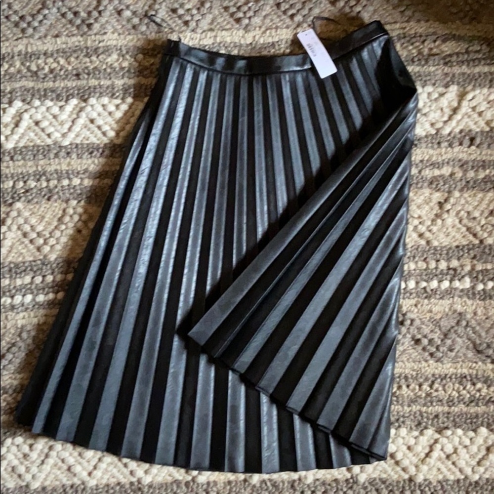 JCrew NWT pleated faux leather skirt